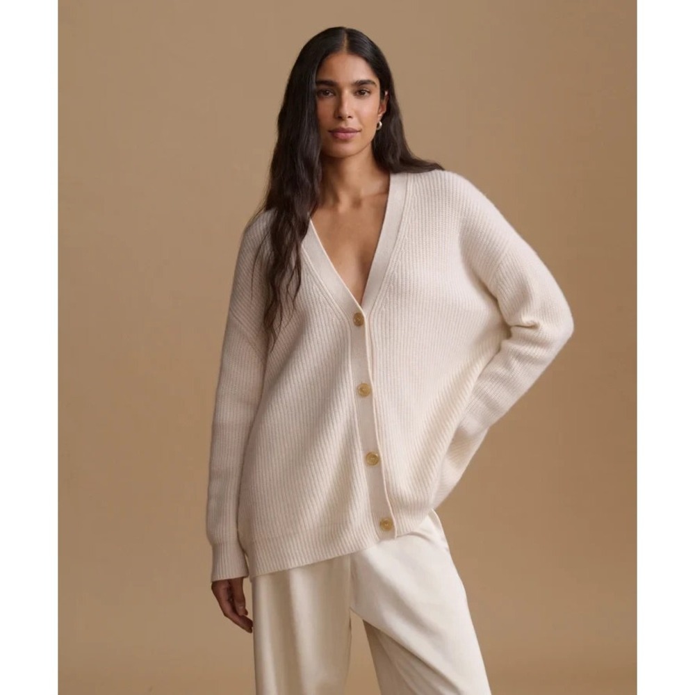 Jenni Kayne 100% Cashmere Cocoon Cardigan in Ivory Women's M